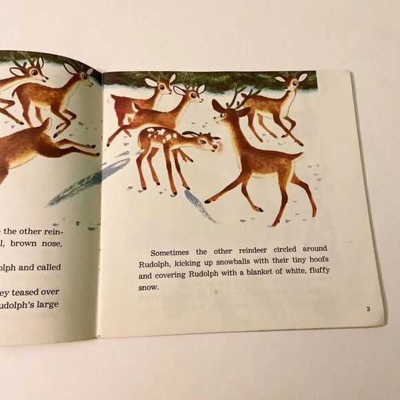 Vintage 1958 Rudolph The Red Nosed Reindeer Read Along Book Only No Record - Picture 8 of 12